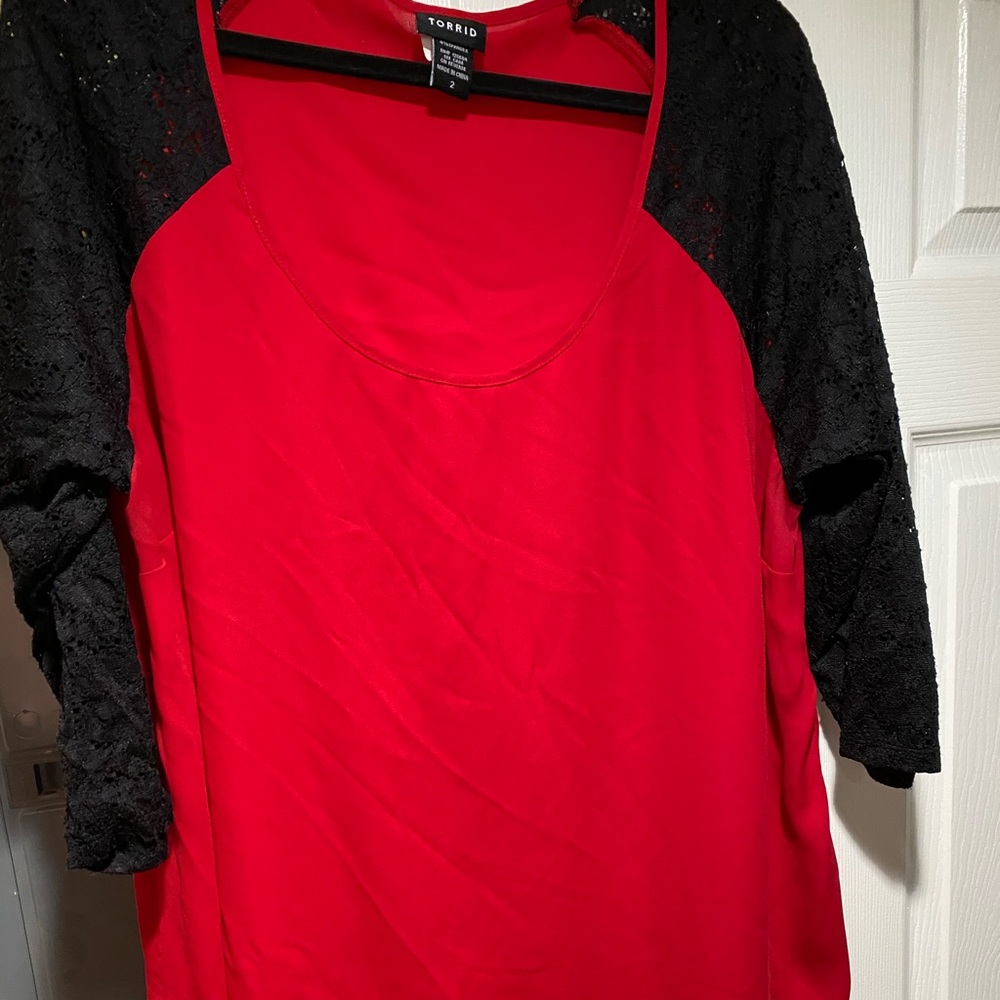 Torrid Size 2- Red and Black Lace top